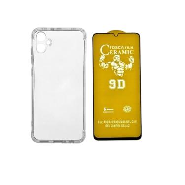 Imagem de Capa Capinha Anti Impacto Transparente + Pelicula de Ceramica Fosca 9d Full Cover Compatível com Samsung Galaxy A06