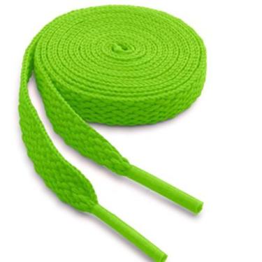 Imagem de 1 par de Cadarço Chato tênis Poliéster 1,40 Verde Neon - Home Goods