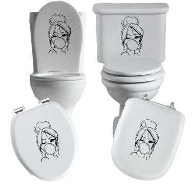 Imagem de Adesivo mulher 1 vaso sanitário privada caixa acoplada descarga azulej