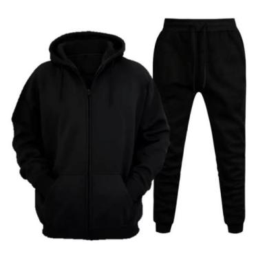 Imagem de Conjunto Blusa De Frio Moletom De Zíper Casaco Com Capuz Masculino Fem