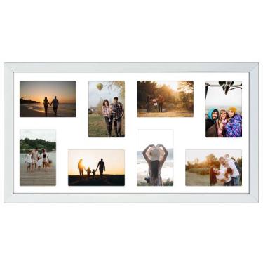 Imagem de Quadro Multifotos 8 Fotos de 10x15 Paspatur Branco 30x60 - SHD Soleil 