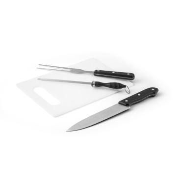 Imagem de Kit Churrasco 3 Peças Com Estojo 210D E Tábua Pp (Branco)