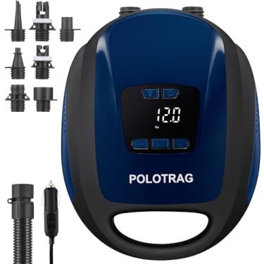 Imagem de Bomba de prancha de remo, bomba elétrica POLOTRAG SUP, compressor de ar portátil profissional de 20 PSI com desligamento automático, função de esvaziamento e isqueiro de carro de 12 V CC para infláveis, caiaques e barcos (azul-1)