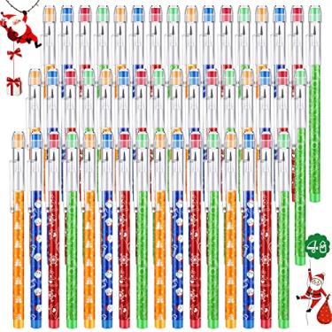 Imagem de Lápis empilháveis de Natal a granel com borracha multiponto empilhável lápis de pressão Natal lápis engraçado conjunto de lápis temático de Natal inverno para escola escritório estudantes materiais de professor (48 peças)