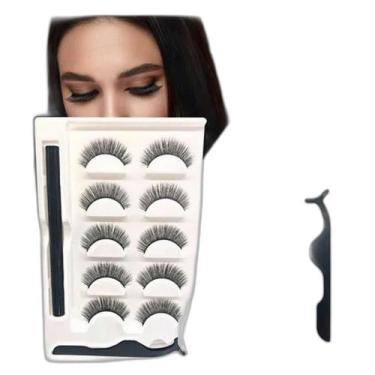 Imagem de Kit 5 Pares Cílios Magnéticos Delineador + Aplicador Postiço - Casa_da