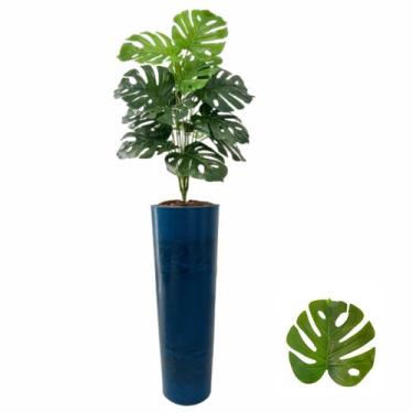 Imagem de Planta Artificial Costela De Adão + Vaso Coluna Marmorizado - FlorImp