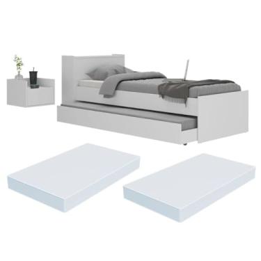 Imagem de Conjunto Quarto Bicama com Colchão e Baú/mesa de Cabeceira Suspensa Multimóveis Mp4221 Branco
