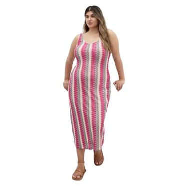 Imagem de City Chic Vestido feminino plus size - listras Leilani, Listras ao pôr do sol, 25 Plus Size