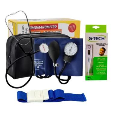 Imagem de Kit Academico Profissional da Saude Medidor De Pressão Aneroide + Term
