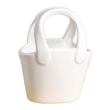 Imagem de Generic Vaso de bolsa, bolsa, vaso com alças, decoração decorativa para casa, arranjo de flores, decoração para mesa de jantar, estante de livros, casamento, Branco