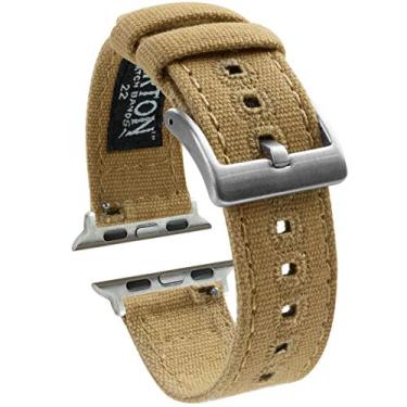Imagem de Pulseiras de lona para Apple Watch BARTON – escolha de cor em 42 mm e 38 mm – para Apple Watch, Watch 2 e Watch 3, Marrom cáqui, Small Apple Watch (38mm/40mm/41mm), Moderno
