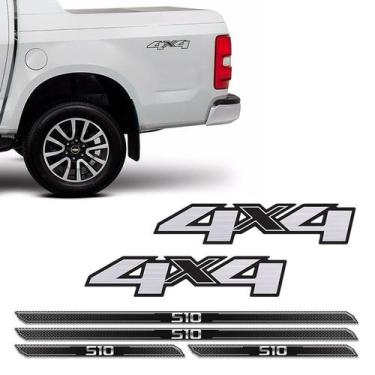 Imagem de Kit Adesivos 4x4 S10 2013/2019 Escovado + Soleira Protetora - SPORTINO