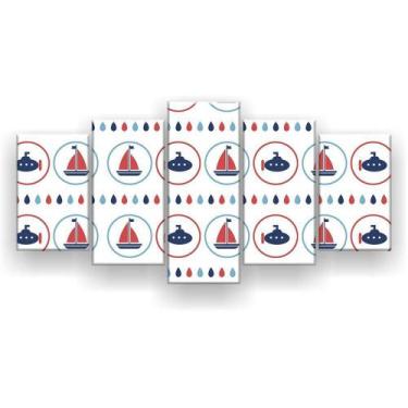 Imagem de Quadro Decorativo Mosaico 5 Peças Barco Submarino - Excelência-Quadros