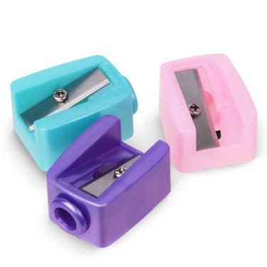 Imagem de WOIWO 20 unidades/caixa apontador de lápis de orifício único para lápis, lápis de sobrancelha, apontador de lápis de dupla finalidade (cor aleatória)