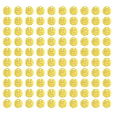 Imagem de Shapenty Pingentes redondos com etiqueta de mensagem "I Love You" para colar, pulseira, chaveiro, brinco, artesanato, artesanato, dia dos namorados, casamento, Natal, decoração, 100 peças (ouro)