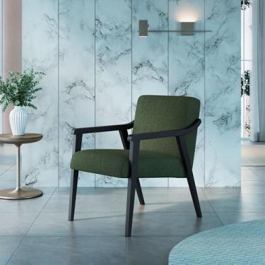 Imagem de Poltrona Flavia Algodão Verde e Preta - Ease Móveis