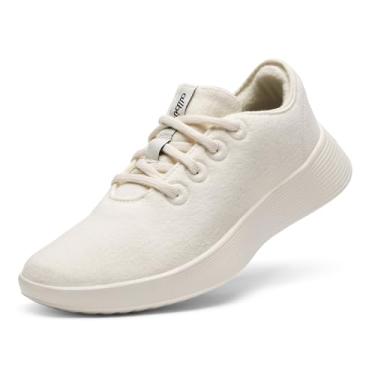 Imagem de Allbirds Tênis feminino de lã Runner Go, respirável de lã merino, Branco natural (sola branca natural), 41