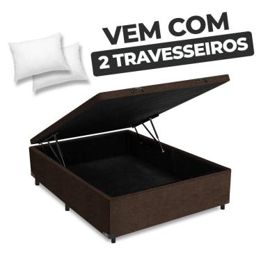 Imagem de Cama Box Baú Casal 138x188x41cm + 2 Travesseiros