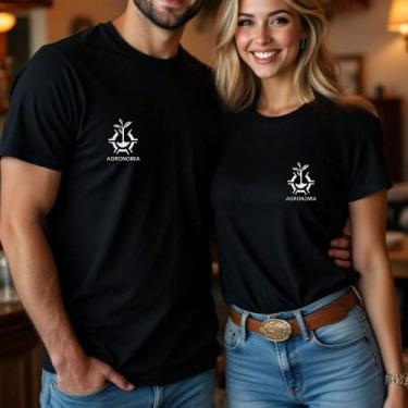 Imagem de Camiseta Algodão Unissex Casal Country Estampa Agronomia Faculdade Cur