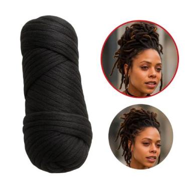 Imagem de Kit 4 Pacotes Cabelo Fio Panamá Preto P/ Tranças Ou Dreads - Genérica