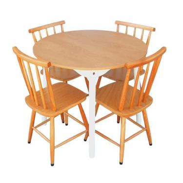 Imagem de Jogo De Jantar Colonial Brisa Mesa 90cm Com 4 Cadeiras Em Madeira Rust