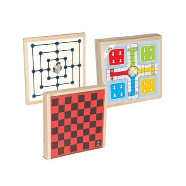 Imagem de Jogo De Tabuleiro 5 Em 1 Ludo - Dama - Trilha - Xadrez E Dominó IOB, B