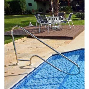 Imagem de Corrimão Ilha Bela para Piscina em Aço Inox com Chumbador em Alumínio - Sodramar