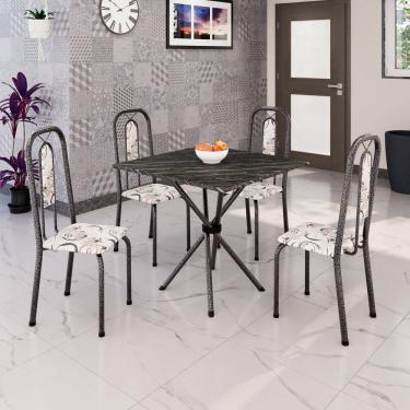 Imagem de Conjunto Saja de Jantar com 4 Cadeiras Lívia Arabesco / Prata