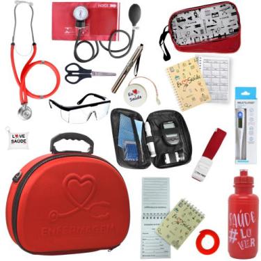 Imagem de Kit Enfermagem Maleta Estagio Medidor Glicose Completo Luxo - PA MED/ 