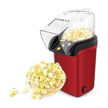 Imagem de Pipoqueira Portatil Elétrica de Bancada Sem Óleo 1200W - Máquina de Pipoca Saudável com Ar Quente, Automática 110V (Vermelha) - Fácil de Usar e Limpar - Produz Pipoca Caseira em Minutos