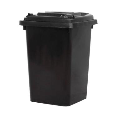 Imagem de Lixeira Externa Com Tampa Lata Lixo Plástico Grande Capacidade Lixeira Cilíndrica Longa Para Triagem Externa 4 Cores Uso(Black,50L)