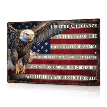 Imagem de Putuo Decor Placa de Metal de Lata Patriótica Águia Americana, Decoração de Veteranos Militares Do Dia Da Memória, Decoração para Áreas Externas e Internas, Arte de Parede Vintage ()