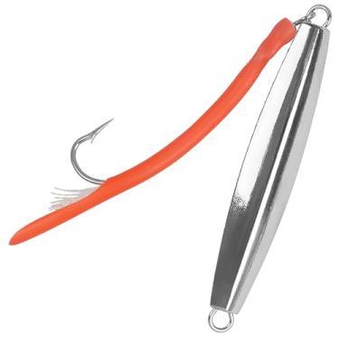 Imagem de AGOOL Jarros de diamante de água salgada colheres com tubo de cauda piscante gancho J de aço inoxidável para pesca offshore trolling striper baixo bacalhau grande pesca de caça 28 g, 59 g, 85 g, 113 g