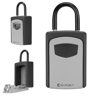Imagem de Barska Cofre para chave de segurança com fechadura combinada com gancho de porta e suporte de parede para corretor de imóveis, chaves de casa, ao ar livre, armazenamento de chaves escondido