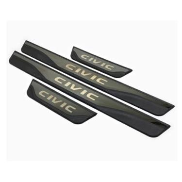 Imagem de 4 Peças Protetores de soleira de porta de aço inoxidável para Honda Civic 2022-2025, Protetor de soleira de porta de carro soleira de porta protetor de entrada guarnição