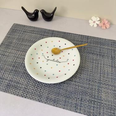 Imagem de Kit 10 Pçs Jogo Americano Retangular de Mesa Posta Jantar Descanso Prato Cozinha (Azul Trançado Mod E)