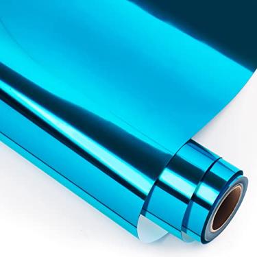 Imagem de GIRAFVINYL Vinil de Transferência de Calor Htv Azul Pavão, Vinil de Transferência de Calor Azul Htv Soft Foil Azul- 12"x8 Pés Vinil de Passar A Ferro Azul para Camisetas, Bolsas, R (12" X 8 Pés)