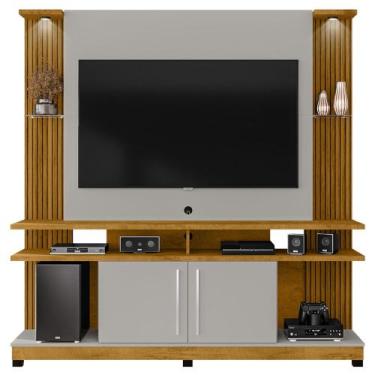 Imagem de Estante Painel Para TV 55 Pol 180cm Com LED York Naturalle/Off - Becha