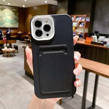 Imagem de HPQWN Capa de celular luxuosa de silicone macio com proteção anti-impacto para iPhone 11 Pro Max (para iPhone 11 Pro Max/preta)