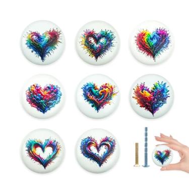 Imagem de Lasyman Puxador de coração fofo de cerâmica colorida de 3,8 cm, 8 peças, berçário, quarto, armário, armário, gaveta, puxadores de porta, ferragens modernas para móveis