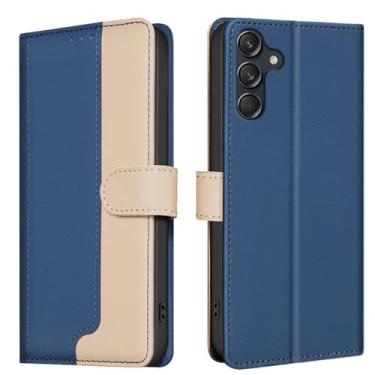 Imagem de HJZSZX Para Samsung M55 Luxo Couro Carteira Cartão Telefone Capa Flip À Prova de Choque (Para Samsung M55/Azul)