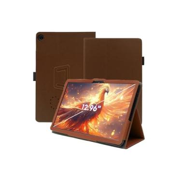 Imagem de Capa para tablet CHUWI Hi10 Max 2024 Android 14 12,96 polegadas nova versão atualizada, capa fólio de couro premium WUNIAK com alça de mão para tablet, marrom.