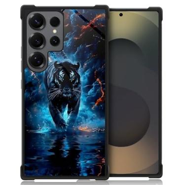 Imagem de Punmada Compatível com Samsung Galaxy S25 Ultra Mobile Case Creative Acrylic Silicone Edge Capa Slim Protection Grip Especialmente Projetada para Samsung Galaxy S25 Ultra Blue Flame White Tiger