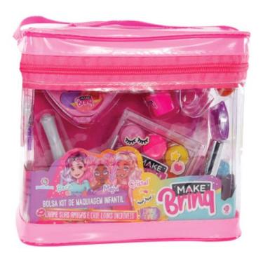 Imagem de Maleta Bolsa Maquiagem Kit Make Sombra Gloss Brilho Batom - Polibrinq