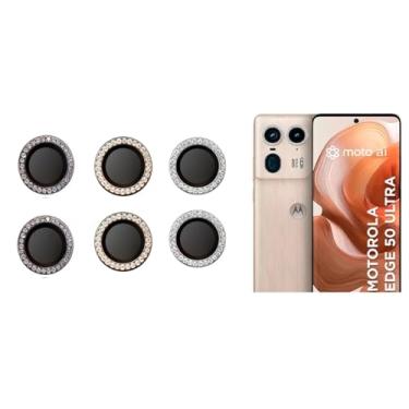 Imagem de Combo (02 PCS) Película Câmera Strass Diamonte Para Motorola Moto Edge 50 Ultra (PRETO)