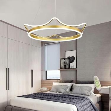 Imagem de Moldura De Coroa, Lustre De Coroa Led. Lustre De Ventilador No Quarto E Na Sala De Jantar. Candeeiro De Teto Com Ventilador No Quarto Das Crianças. Luminárias Elétricas De Luz, 52Cm
