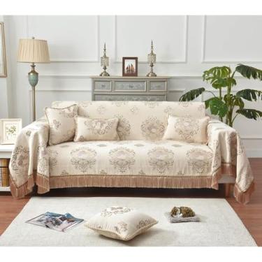 Imagem de Manta De Chenille Com Borlas, Capa De Sofá Jacquard, Colcha, Grandes Mantas Para Sofá, Cadeira, Cama Presente, Grey, 185x260cm