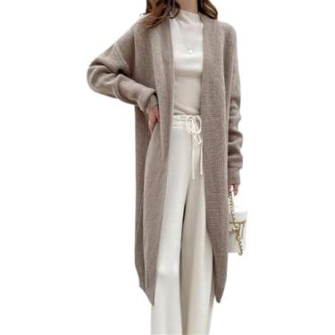 Imagem de Casaco De Casaco De Cashmere Longo Com Decote Em V Cardigan De Caxemira Feminino Casaco De Cachê Grosso Coreano Cardigan De Caxemira