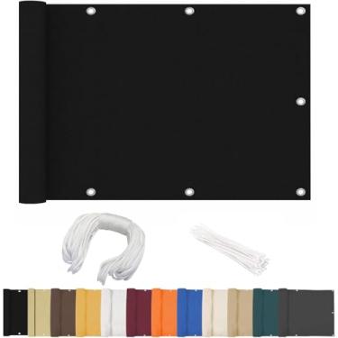 Imagem de Biombo De Privacidade Para Varanda, 80x1400cm, Cobertura Para Varanda, Opaco, Com Ilhós, Abraçadeiras E Cordão De Nylon, Mediante Pagamento, Varanda, Terraço, Jardim, Black, 150x700cm