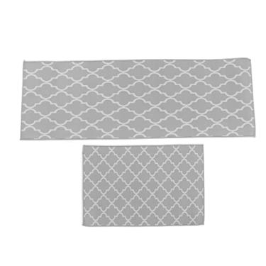 Imagem de TOPINCN 2 Piece Kitchen Rug Set, Kitchen Mat Non Slip Standing Desk Mat Absorvente Lavável Tapete Tapete Cozinha Almofada Mat Decoração de Casa para Cozinha Escritório Hotéis